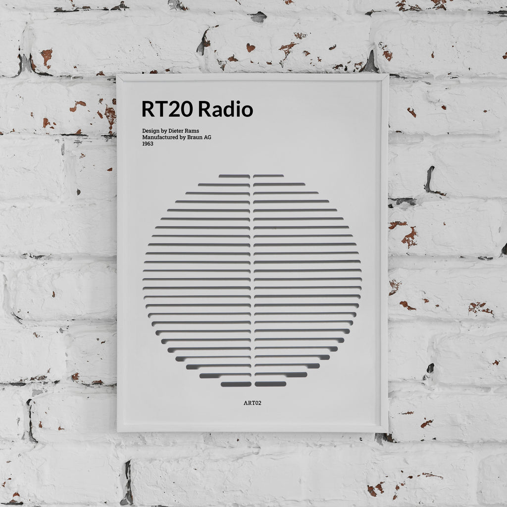 RT20 Radio special edition poster van ART02 ingelijst hangend aan een muur